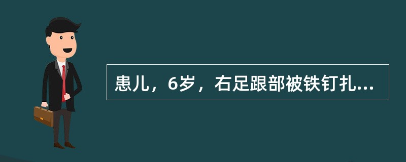 患儿，6岁，右足跟部被铁钉扎伤4小时，病人2年前曾注射过百日咳、白喉、破伤风疫苗，为预防破伤风，此次应