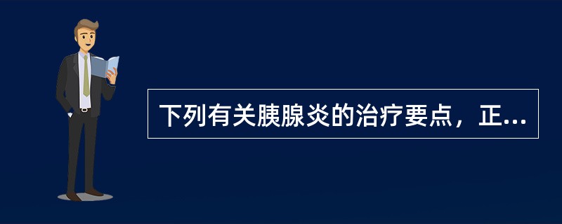 下列有关胰腺炎的治疗要点，正确的是