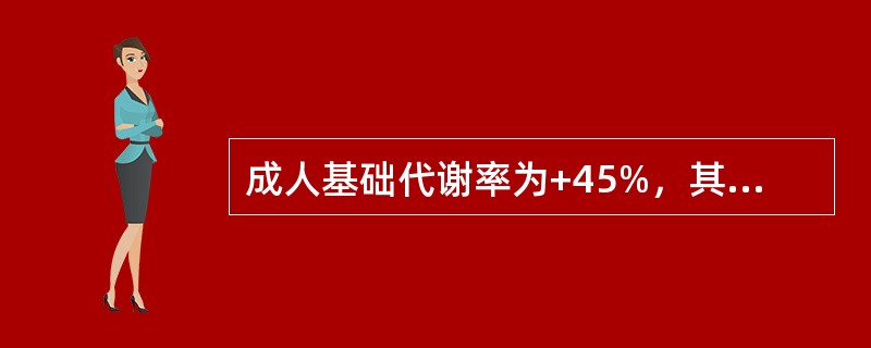 成人基础代谢率为+45%，其甲状腺功能为