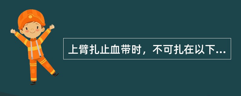 上臂扎止血带时，不可扎在以下哪个位置以免损伤桡神经()