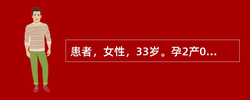 患者，女性，33岁。孕2产0，孕42周入院。平素月经规律，未规律产检。检查：BP110/80mmHg，心肺（-）；宫高38cm，腹围101cm，无宫缩，头浮，胎心率140～160次/分，胎动正常；骨盆