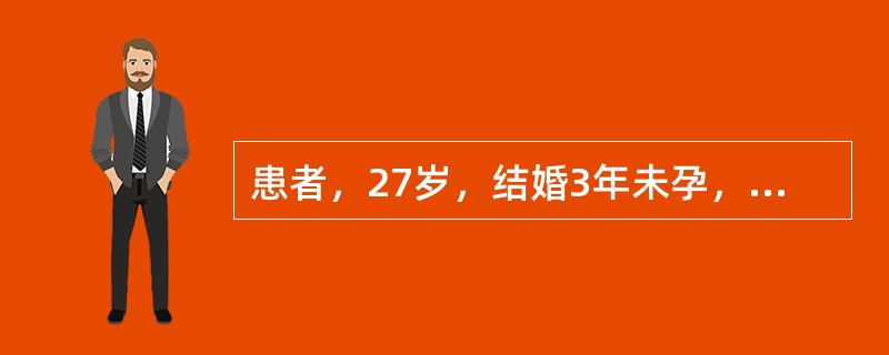 患者，27岁，结婚3年未孕，13岁初潮，月经规则。21岁以后时常低热，盗汗，乏力，随后月经量逐渐减少，并伴有痛经。体重明显减轻，妇科检查：子宫中位，活动度差，左侧附件触及一直径约4cm大小的包块，边界