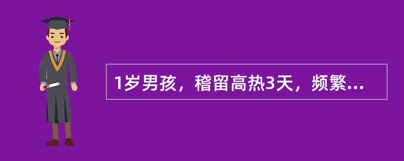 1岁男孩，稽留高热3天，频繁咳嗽，阵发性喘憋入院。体温40℃，嗜睡，面色灰白，轻度发绀，气促，三凹征（＋），左肺呼吸音降低，双肺未闻及啰音。胸片示左下肺大片密度较淡阴影。青霉素治疗3天无效。患儿入院当