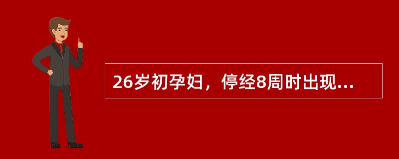 26岁初孕妇，停经8周时出现阴道断续少量流血来院。妇科检查子宫50大小，软，宫口未开，见有少许新鲜血液自宫口流出。尿妊娠试验+。本例正确的项目是(　　)。