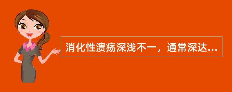 消化性溃疡深浅不一，通常深达（）