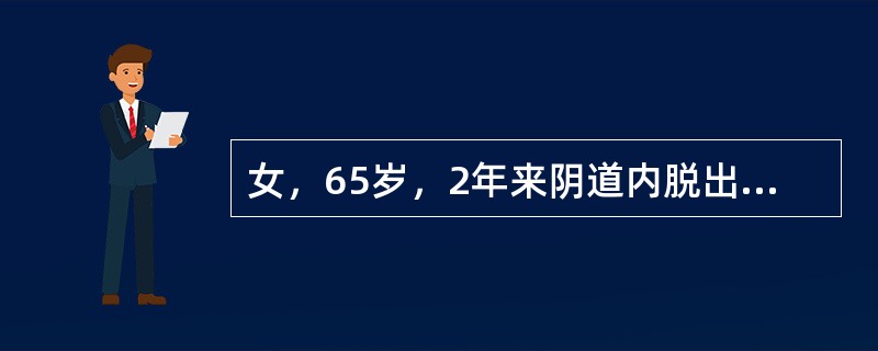 女，65岁，2年来阴道内脱出一肿物，逐渐增大，咳嗽时伴尿液渗出。妇科检查：外阴Ⅱ度旧裂，阴道前壁膨出，宫颈光，用腹压时宫颈脱出阴道口外，子宫萎缩，双附件正常。进一步处理应首选