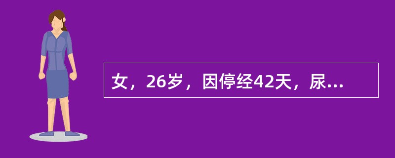 女，26岁，因停经42天，尿HCG(+)，要求做人工流产。术前妇科检查：宫体后倾后屈，妊娠6周大小，软；附件（-）。术中测宫腔深10cm，吸出组织20g，未见绒毛，出血少，术毕宫腔深9.5cm。尿HC