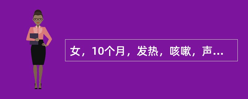 女，10个月，发热，咳嗽，声音嘶哑1天，查体闻及犬吠样咳嗽及喉鸣音，双肺呼吸音清。最可能的诊断是