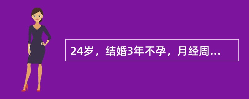 24岁，结婚3年不孕，月经周期24天，经期正常，经量多，测基础体温曲线高温相为8天。本例考虑为