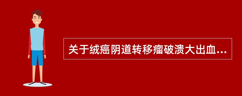 关于绒癌阴道转移瘤破溃大出血的急救，最恰当的是