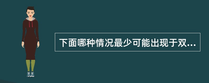 下面哪种情况最少可能出现于双胎妊娠