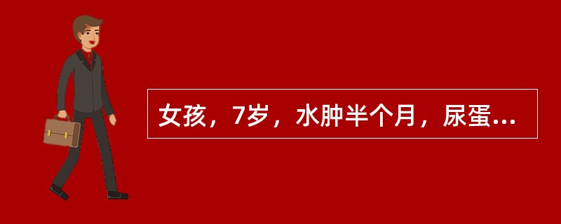 女孩，7岁，水肿半个月，尿蛋白(+++~++++)，尿RBC>10/HP，血尿素氮10.8mmol/L，血浆白蛋白18g/L。BP90/75mmHg(12/10kPa)，最可能的诊断是