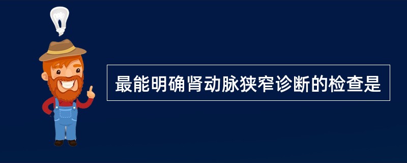 最能明确肾动脉狭窄诊断的检查是