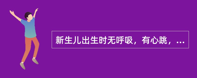 新生儿出生时无呼吸，有心跳，面色青紫。应立即作出的处理措施是