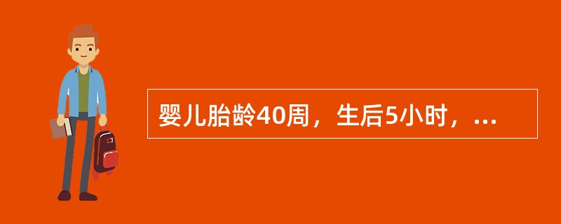 婴儿胎龄40周，生后5小时，择期剖宫产娩出，生后不久出现呻吟，呼吸急促，口中少许泡沫伴口周发绀。查体：呼吸70次/分，双肺呼吸音粗，可闻及粗湿啰音，心率140次/分，胸骨左缘2.3肋间闻及Ⅰ～Ⅱ级收缩