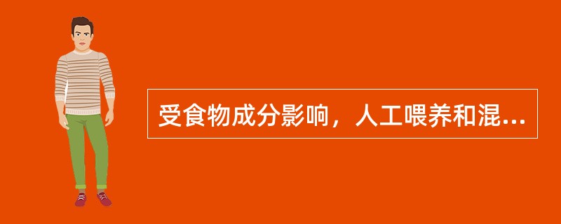 受食物成分影响，人工喂养和混合喂养婴儿的肠道菌群主要为