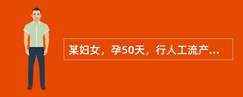 某妇女，孕50天，行人工流产术后2天，阴道流血超月经量，伴腹痛。最大可能是