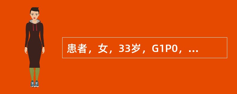 患者，女，33岁，G1P0，因"月经量增多近1年'来诊。妇科检查：子宫增大如妊娠6周，附件（-）。</p><p class="MsoNormal &qu