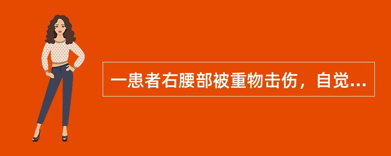 一患者右腰部被重物击伤，自觉疼痛，查体见右腰部压痛、叩击痛，血压、脉搏正常，尿液镜检红细胞10~15个／高倍视野，应考虑