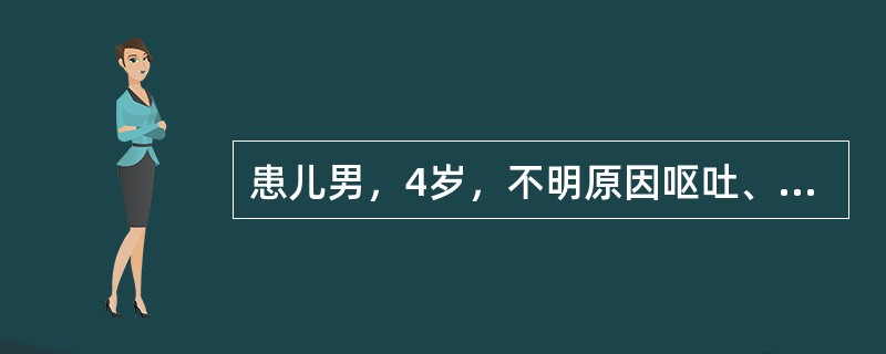 患儿男，4岁，不明原因呕吐、性情改变、头痛2周，持续发热1周，经一般抗感染治疗无效。查体：鼻唇沟消失、眼睑下垂，心、肺听诊无异常，脑膜刺激征阳性。腰穿脑脊液压力升高，外观微混，细胞数0.5×10<