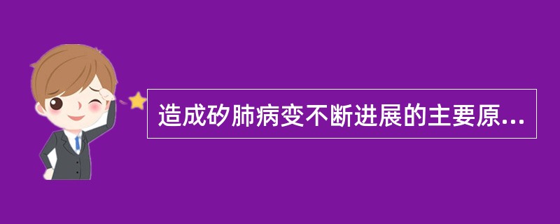 造成矽肺病变不断进展的主要原因是