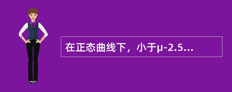 在正态曲线下，小于μ-2.58σ包含的面积为()