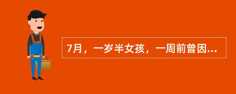 7月，一岁半女孩，一周前曾因发热、腹泻，在外院按"感冒"治疗，热退3天后又始发热，烦躁哭闹，拒绝抚抱，右侧肢体痿软无力，不能行走。诊断应首先考虑为：