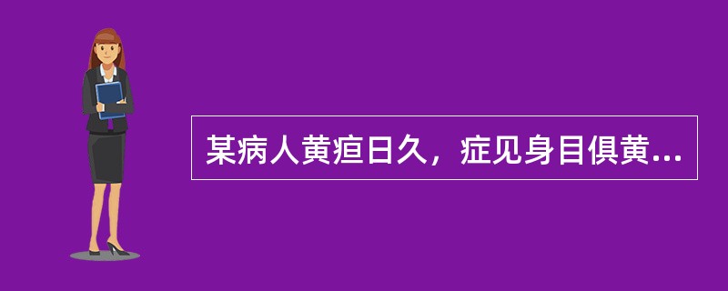 某病人黄疸日久，症见身目俱黄，黄色晦暗如烟熏，纳少脘闷，大便不实，神疲畏寒，口淡不渴，舌质淡，苔白腻，脉沉迟。治法宜用