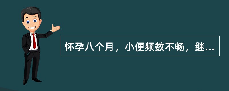 怀孕八个月，小便频数不畅，继则闭而不通，坐卧不安，腰膝酸软，畏寒肢冷，舌淡苔薄润，脉沉滑无力。其治疗方药