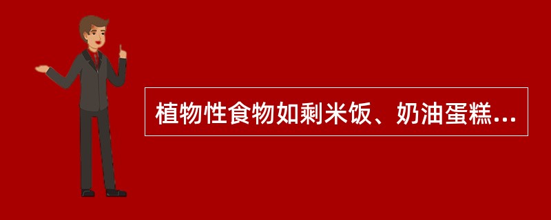 植物性食物如剩米饭、奶油蛋糕、油煎食品等可引起哪种食物中毒