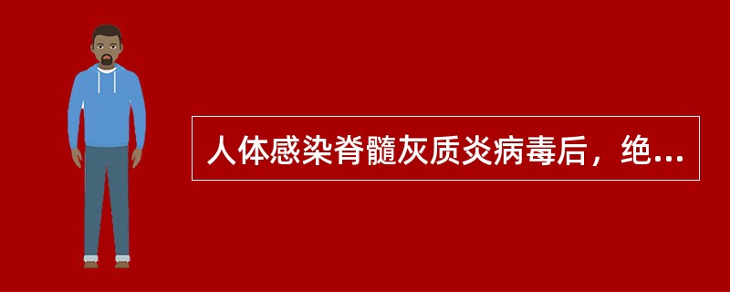 人体感染脊髓灰质炎病毒后，绝大多数为