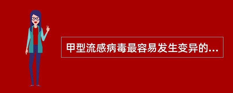 甲型流感病毒最容易发生变异的成分是：