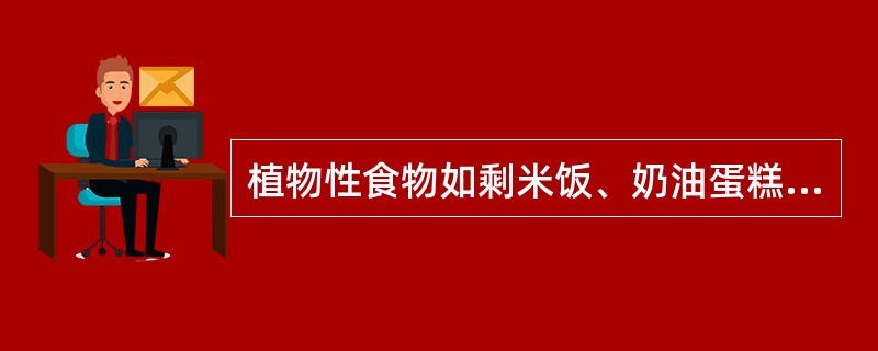 植物性食物如剩米饭、奶油蛋糕、油煎食品等可引起哪种食物中毒