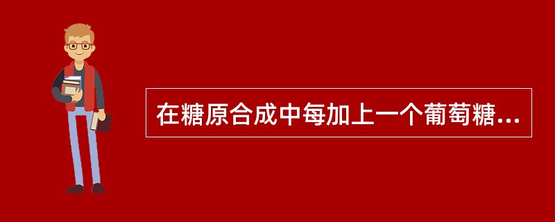 在糖原合成中每加上一个葡萄糖残基需消耗高能键的数目是（）