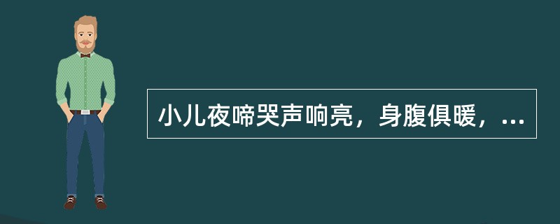 小儿夜啼哭声响亮，身腹俱暖，便秘溲赤。辨证为