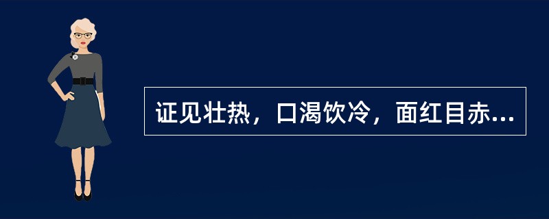 证见壮热，口渴饮冷，面红目赤，烦躁不宁，小便短赤，大便干结，舌红苔黄，脉洪数，属