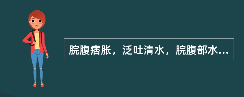 脘腹痞胀，泛吐清水，脘腹部水声辘辘，属