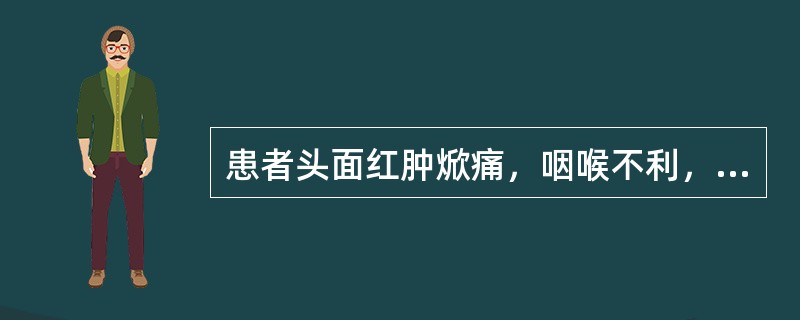 患者头面红肿焮痛，咽喉不利，身热恶寒，口干舌燥，舌红苔黄，脉数有力，治宜用