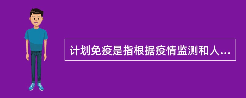 计划免疫是指根据疫情监测和人群免疫状况分析，按照规定的免疫程序，有计划地利用疫苗进行预防接种，以提高人群免疫水平，预防和控制相应传染病。计划免疫疾病监测中的AFP（急性弛缓性麻痹病例）监测，对合格粪便