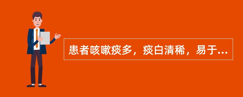 患者咳嗽痰多，痰白清稀，易于咯出，胸闷气喘，恶寒肢冷，舌淡苔白腻，脉滑，宜诊为