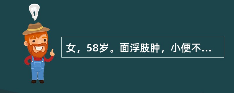 女，58岁。面浮肢肿，小便不利，心悸怔忡，唇甲青紫，面白神疲，畏寒肢冷，舌淡紫而润，脉沉细无力。临床诊断最可能是