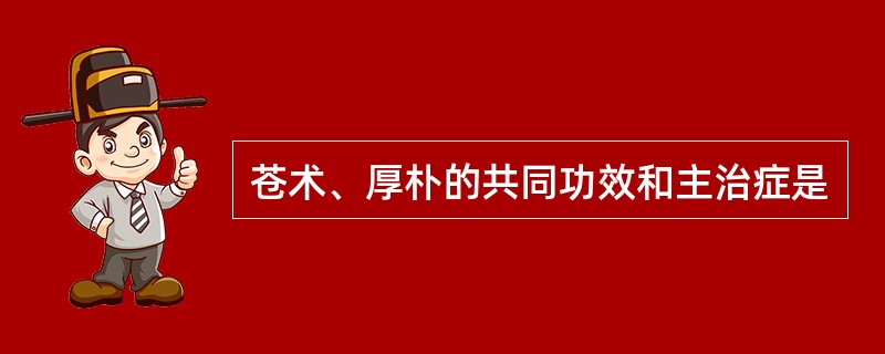 苍术、厚朴的共同功效和主治症是