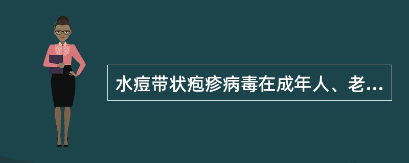 水痘带状疱疹病毒在成年人、老年人可引起（）