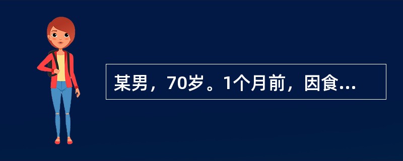 某男，70岁。1个月前，因食生冷出现呃逆，当时呃声沉缓有力，得热则减，因症状轻未予注意，1个月来终无自愈，现病人呃声低长无力，气怯声低，泛吐清水，脘腹不适，喜温喜按，手足不温，便溏，舌淡苔白，脉细弱。