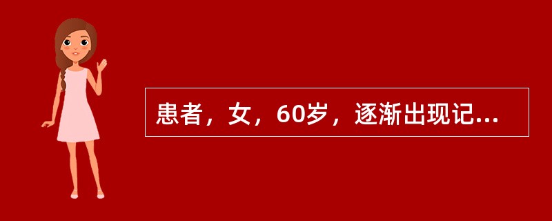 患者，女，60岁，逐渐出现记忆障碍，以记忆力受损为主，掌握知识能力逐渐下降，社交能力下降，伴有言语困难，不能准确判断物品位置。则考虑的诊断是（）