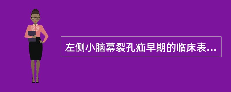 左侧小脑幕裂孔疝早期的临床表现是（）