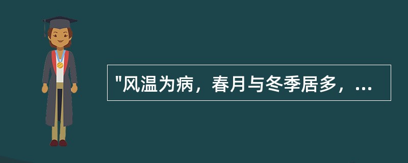 "风温为病，春月与冬季居多，或恶风，或不恶风，必身热、咳嗽、烦渴。"语出