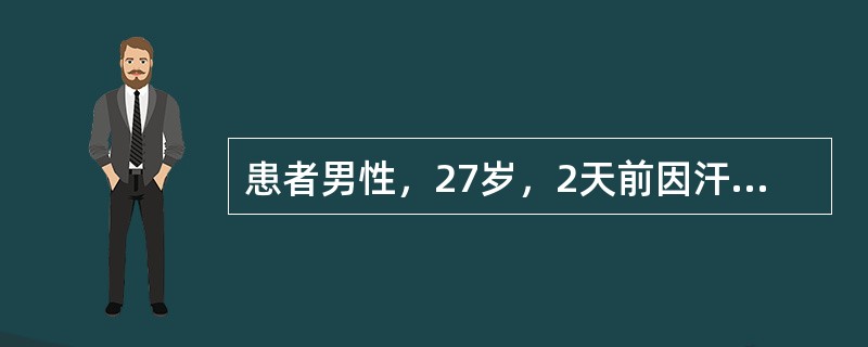 患者男性，27岁，2天前因汗出受风诱发头身酸痛，恶寒、发热、咽痛，旋即出现颜面及双下肢浮肿，自服“解热镇痛药”热退肿不消。刻下症：颜面及双下肢浮肿，尿少色黄赤，腰痛，周身不舒，咽喉红肿疼痛，舌暗红，苔
