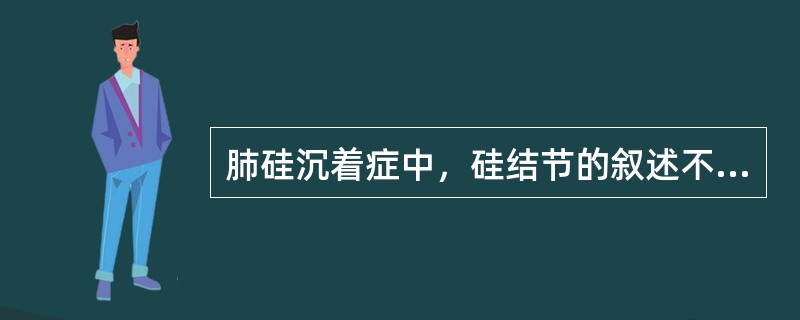 肺硅沉着症中，硅结节的叙述不正确的是（）