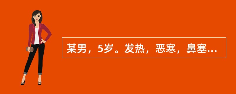 某男，5岁。发热，恶寒，鼻塞，咳嗽，苔薄白，脉浮。若属风热犯肺证，诊断意义最小的症状是（）